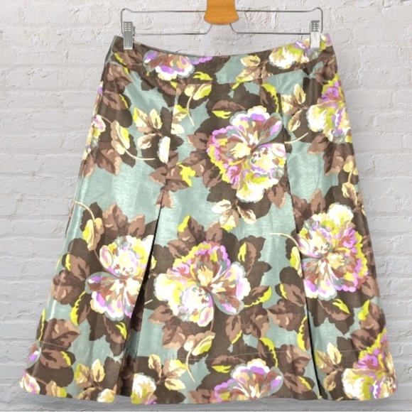 Laura Ashley Dresses & Skirts - Laura Ashley Skirt Silver Grey Size 12 Floral Box Pleats A-Line Occasion Wedding